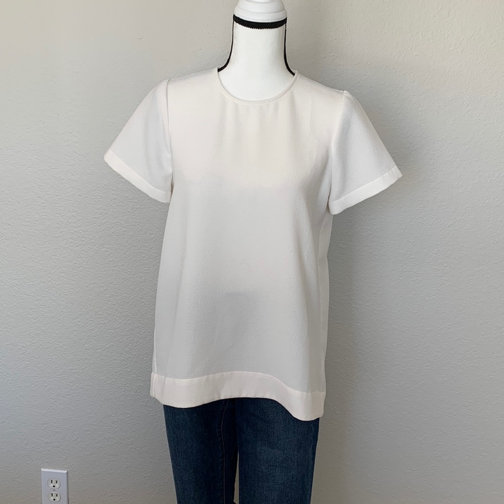Madewell Ivory Pleat Back Hi-Lo Hem Blouse - Sz Small